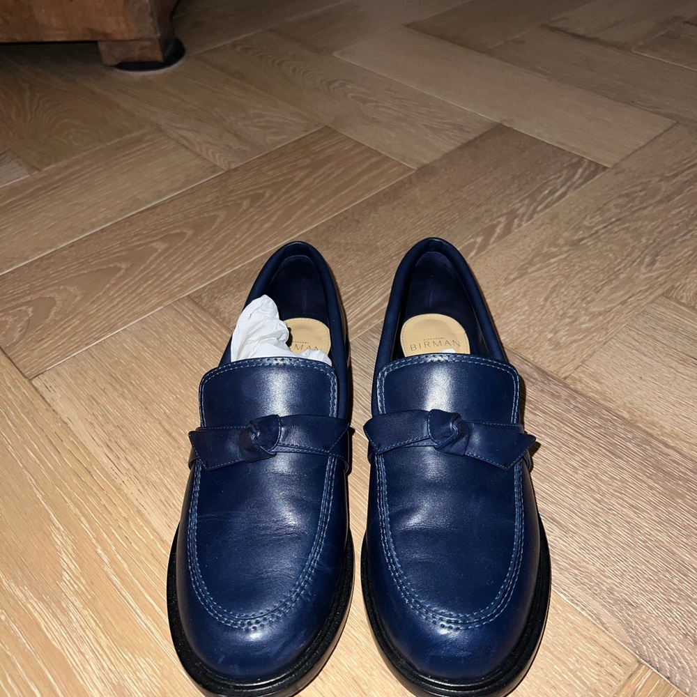 Alexandre Birman Navy Blue Leather Loafers